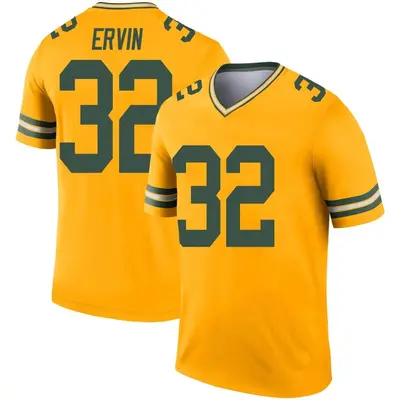 Men's Legend Tyler Ervin Green Bay Packers Gold Inverted Jersey