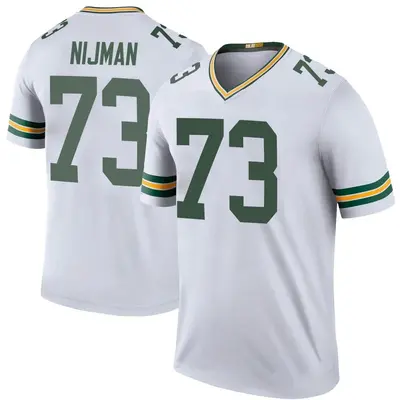 Men's Legend Yosh Nijman Green Bay Packers White Color Rush Jersey