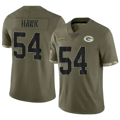Men's Limited A.J. Hawk Green Bay Packers Olive 2022 Salute To Service Jersey