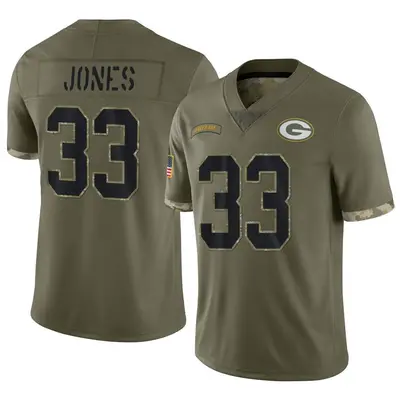 Men's Limited Aaron Jones Green Bay Packers Olive 2022 Salute To Service Jersey