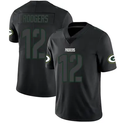Men's Limited Aaron Rodgers Green Bay Packers Black Impact Jersey