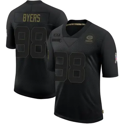 Men's Limited Akial Byers Green Bay Packers Black 2020 Salute To Service Jersey