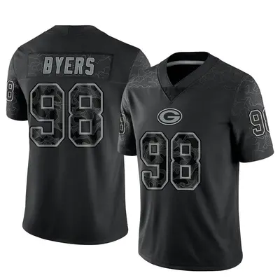 Men's Limited Akial Byers Green Bay Packers Black Reflective Jersey