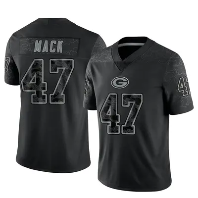 Men's Limited Alize Mack Green Bay Packers Black Reflective Jersey