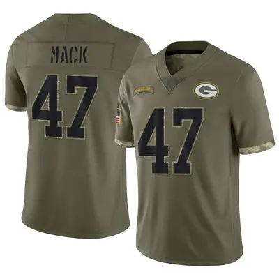 Men's Limited Alize Mack Green Bay Packers Olive 2022 Salute To Service Jersey