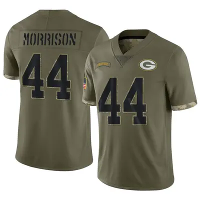 Men's Limited Antonio Morrison Green Bay Packers Olive 2022 Salute To Service Jersey