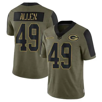Men's Limited Austin Allen Green Bay Packers Olive 2021 Salute To Service Jersey