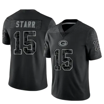 Men's Limited Bart Starr Green Bay Packers Black Reflective Jersey