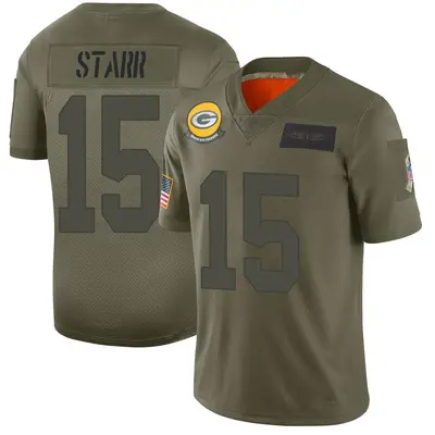 Men's Limited Bart Starr Green Bay Packers Camo 2019 Salute to Service Jersey