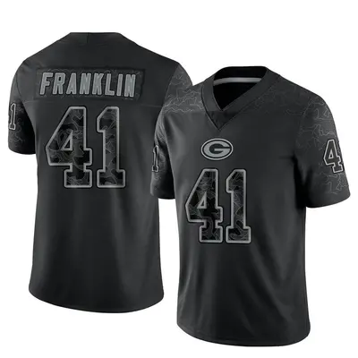 Men's Limited Benjie Franklin Green Bay Packers Black Reflective Jersey