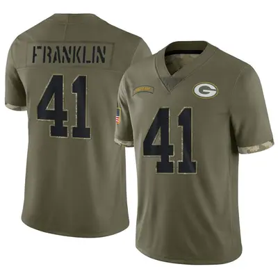 Men's Limited Benjie Franklin Green Bay Packers Olive 2022 Salute To Service Jersey