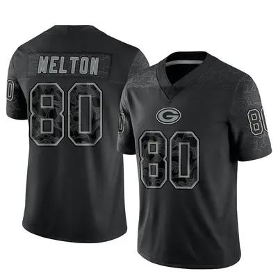 Men's Limited Bo Melton Green Bay Packers Black Reflective Jersey