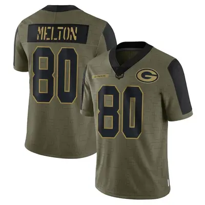 Men's Limited Bo Melton Green Bay Packers Olive 2021 Salute To Service Jersey