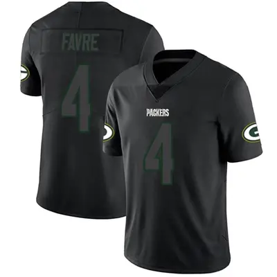 Men's Limited Brett Favre Green Bay Packers Black Impact Jersey