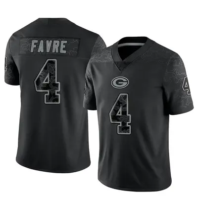 Men's Limited Brett Favre Green Bay Packers Black Reflective Jersey