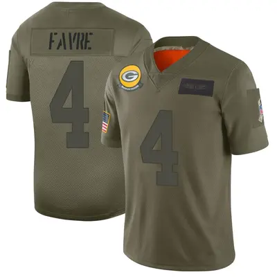 Men's Limited Brett Favre Green Bay Packers Camo 2019 Salute to Service Jersey