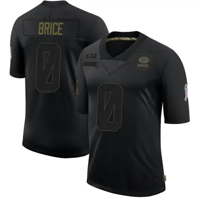 Men's Limited Caliph Brice Green Bay Packers Black 2020 Salute To Service Jersey