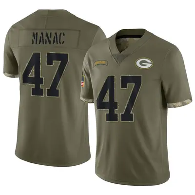Men's Limited Chauncey Manac Green Bay Packers Olive 2022 Salute To Service Jersey