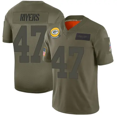 Men's Limited Chauncey Rivers Green Bay Packers Camo 2019 Salute to Service Jersey
