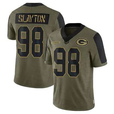 Men's Limited Chris Slayton Green Bay Packers Olive 2021 Salute To Service Jersey