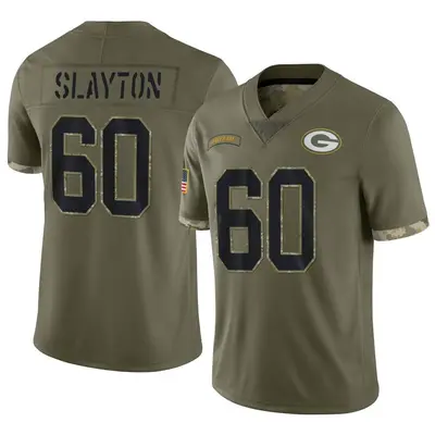 Men's Limited Chris Slayton Green Bay Packers Olive 2022 Salute To Service Jersey
