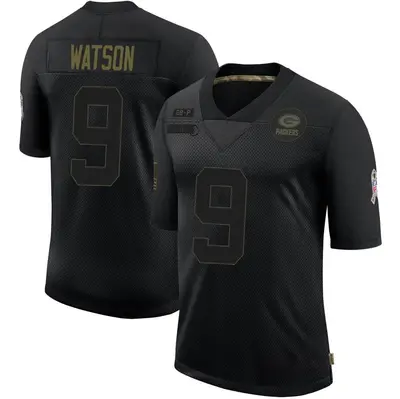 Men's Limited Christian Watson Green Bay Packers Black 2020 Salute To Service Jersey