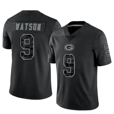 Men's Limited Christian Watson Green Bay Packers Black Reflective Jersey