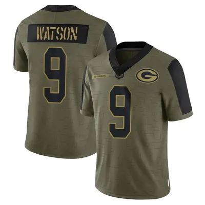 Men's Limited Christian Watson Green Bay Packers Olive 2021 Salute To Service Jersey