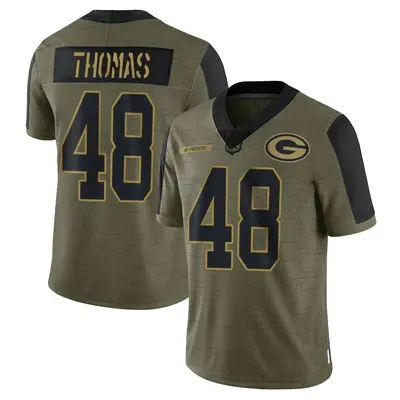 Men's Limited DQ Thomas Green Bay Packers Olive 2021 Salute To Service Jersey
