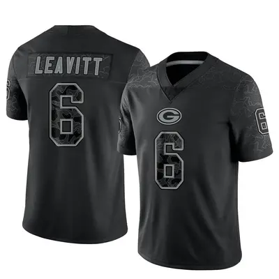 Men's Limited Dallin Leavitt Green Bay Packers Black Reflective Jersey