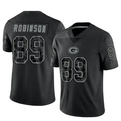 Men's Limited Dave Robinson Green Bay Packers Black Reflective Jersey