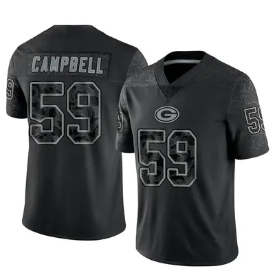 Men's Limited De'Vondre Campbell Green Bay Packers Black Reflective Jersey
