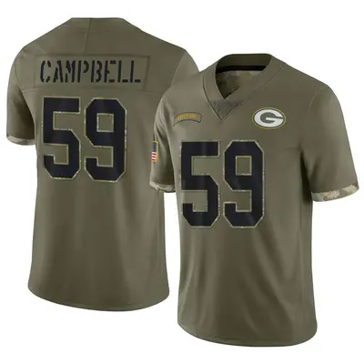 Men's Limited De'Vondre Campbell Green Bay Packers Olive 2022 Salute To Service Jersey