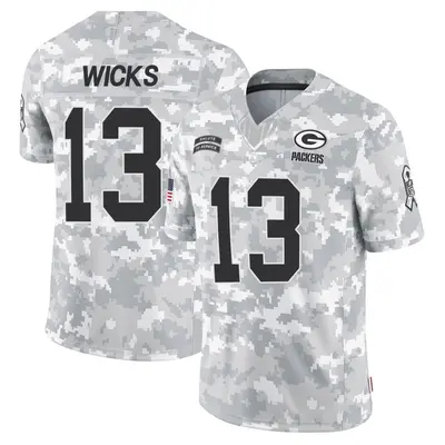 Men's Limited Dontayvion Wicks Green Bay Packers Arctic Camo 2024 Salute to Service Jersey