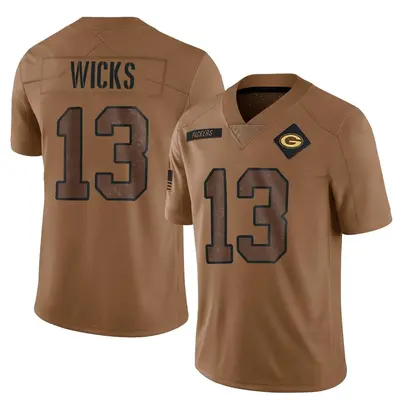 Men's Limited Dontayvion Wicks Green Bay Packers Brown 2023 Salute To Service Jersey