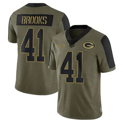 Men's Limited Ellis Brooks Green Bay Packers Olive 2021 Salute To Service Jersey
