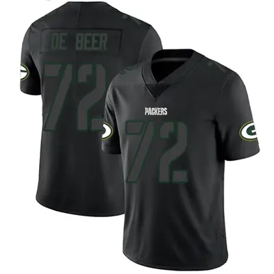 Men's Limited Gerhard de Beer Green Bay Packers Black Impact Jersey