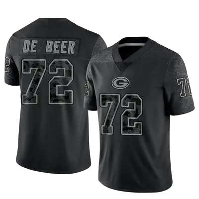 Men's Limited Gerhard de Beer Green Bay Packers Black Reflective Jersey