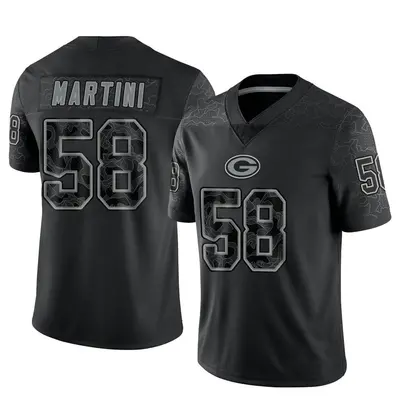 Men's Limited Greer Martini Green Bay Packers Black Reflective Jersey