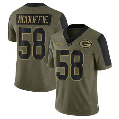 Men's Limited Isaiah McDuffie Green Bay Packers Olive 2021 Salute To Service Jersey