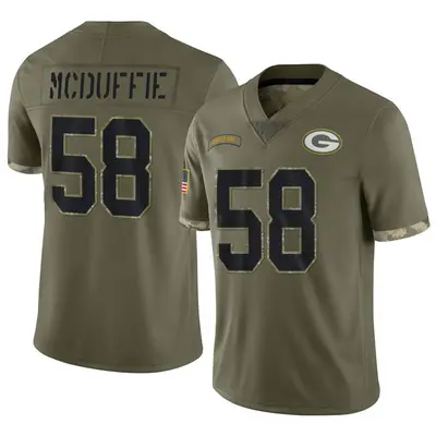 Men's Limited Isaiah McDuffie Green Bay Packers Olive 2022 Salute To Service Jersey