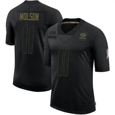 Men's Limited JJ Molson Green Bay Packers Black 2020 Salute To Service Jersey