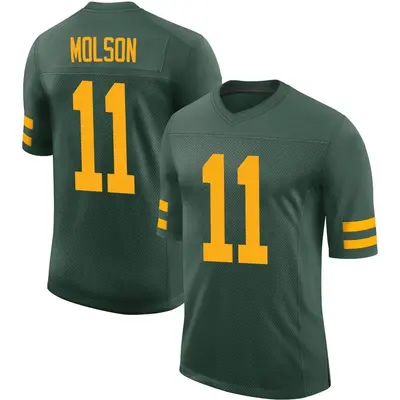 Men's Limited JJ Molson Green Bay Packers Green Alternate Vapor Jersey
