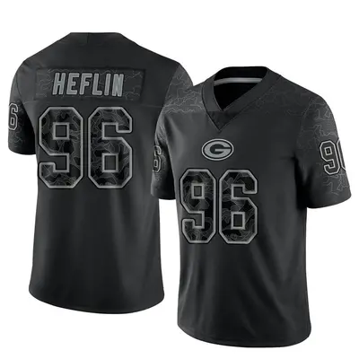 Men's Limited Jack Heflin Green Bay Packers Black Reflective Jersey