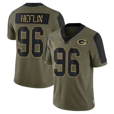 Men's Limited Jack Heflin Green Bay Packers Olive 2021 Salute To Service Jersey