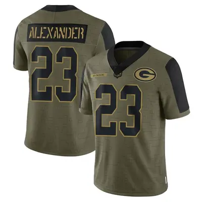 Men's Limited Jaire Alexander Green Bay Packers Olive 2021 Salute To Service Jersey