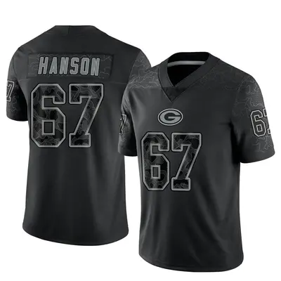 Men's Limited Jake Hanson Green Bay Packers Black Reflective Jersey
