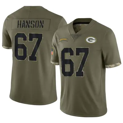 Men's Limited Jake Hanson Green Bay Packers Olive 2022 Salute To Service Jersey