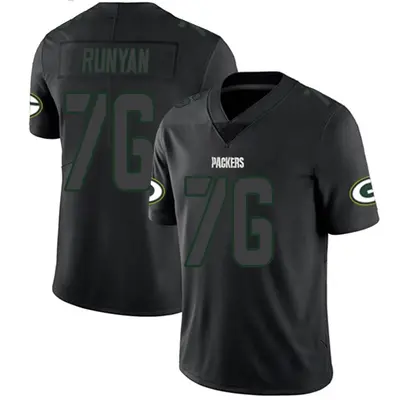 Men's Limited Jon Runyan Green Bay Packers Black Impact Jersey