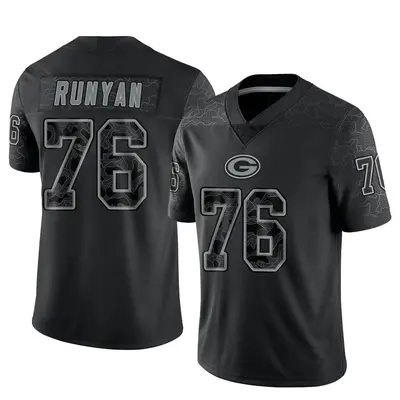 Men's Limited Jon Runyan Green Bay Packers Black Reflective Jersey